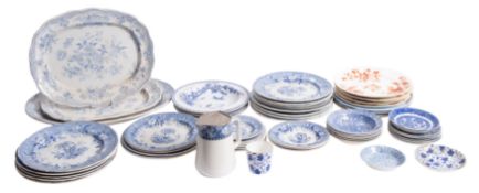 A collection of various blue and white tablewares.