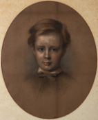 British School (19th Century) - Head and shoulders portrait of a boy - Charcoal and pastel - 53 x