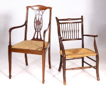 An Edwardian mahogany and marquetry open
