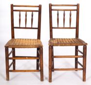 Two similar ash, elm and wicker seated s