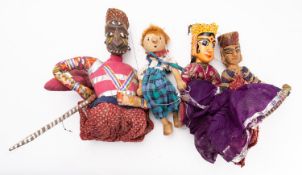 A group of five various Indian mannequin