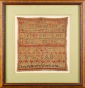 A Victorian needlework sampler, dated 18