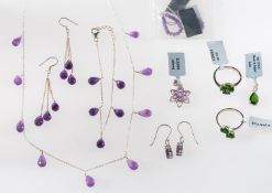 A mixed group of silver amethyst and chr