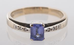 An 18ct white gold Tanzanite & diamond r