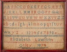 Two Victorian needlework samplers, second half 19th century; one by Elizabeth Lawson,