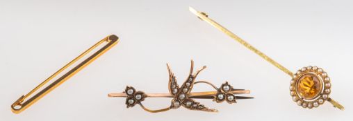 A group of three antique brooches,