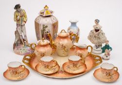 A mixed group of Continental porcelain,