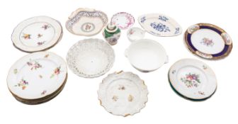 A mixed lot of Continental porcelain,