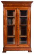 A Continental, probably French walnut and glazed vitrine,