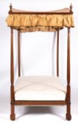 A Victorian mahogany four post single bed,