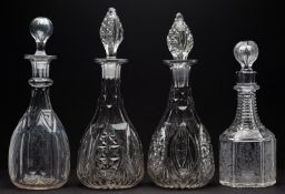 A mixed lot of glassware comprising a pair of cut-glass decanters,