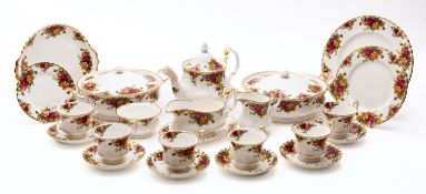 A Royal Albert 'Old Country Roses' dinner and tea service, comprising six 26cm plates,