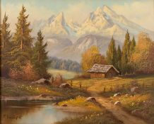 F. Haupt (German, 20th Century) - Alpine View - Oil on canvas - 23.