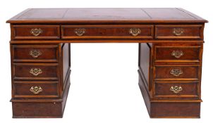 A burr walnut partners' desk in George III style,