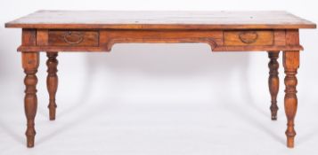 A stained hardwood preparation table,