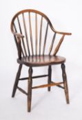 A Regency brown painted ash and elm Yealmpton elbow chair,