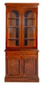 A North American rosewood and glazed cabinet bookcase, circa 1860,