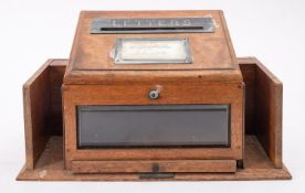 An oak and brass mounted domestic posting box,