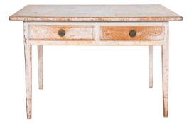 A painted pine preparation table, almost certainly Swedish,