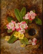 Thomas Worsey (British, 1829-1875) - Still life with flowers and a bird's nest - Oil on canvas - 26.