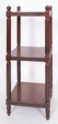 A Victorian mahogany whatnot, last quarter 19th century; with three rectangular shelves,