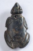 A Pre-Columbian, Costa Rica, dark green jade pendant in the form of a turtle,