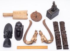 A collection of treen, 19th and 20th century; including a Scandinavian beech butter pat,