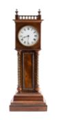 A mahogany miniature long case clock the eight-day duration French timepiece movement having a