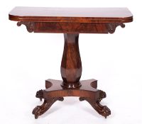 A William IV mahogany folding card table,