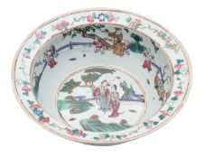 A Chinese famille rose basin with everted rim,