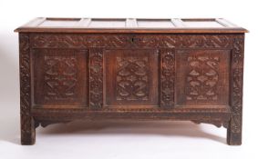 A Jacobean oak coffer,