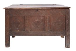 A Jacobean oak coffer,