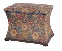 A Victorian fabric covered wood Ottoman,