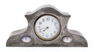 Puritan Pewter mantel clock the eight-day duration timepiece movement having a cylinder escapement