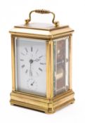 A French Victorian cannalee carriage clock the eight-day duration movement having a replaced