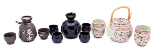 A small group of contemporary Japanese pottery.