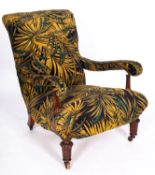 A Victorian and later upholstered open armchair by Gillow of Lancaster,