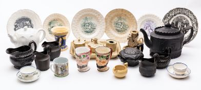 A large mixed lot of predominantly English pottery, 18th/19th century including nursery plates,