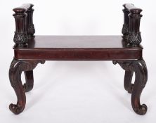 A William IV carved mahogany window seat or hall bench,