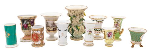 A group of porcelain spill and other vases,