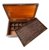 A George III marquetry and parquetry worked mahogany tool box,