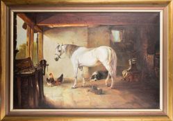 After Edward Robert Smythe (British, 1810-1899) - Scene in a stable with a horse,