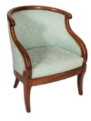 A mahogany and upholstered bergere chair in Empire style,