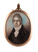 British School, 19th Century - Portrait miniature of a Gentleman - Watercolour on ivory - 6.