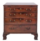 A George II mahogany bachelor's chest of drawers, mid 18th century; the top with moulded edges,