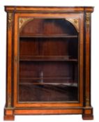 A Victorian partridgewood and satinwood banded glazed pier cabinet,