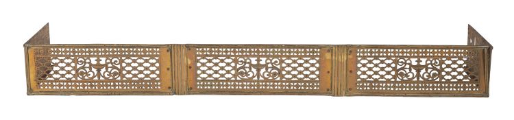 A George III brass fender, late 18th century; of rectangular form,