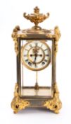 Ansonia USA a brass four glass mantel clock the eight-day duration movement striking the hours and