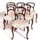A set of six early Victorian rosewood side chairs,