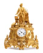 A French gilt metal mantel clock the eight-day duration movement striking the hours and half-hours
